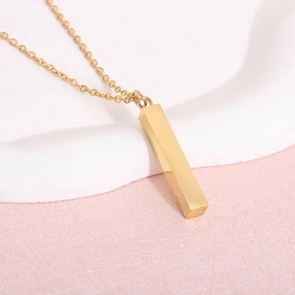 NIB- Stainless Steel Bar Pendand Necklace - Picture 2 of 5
